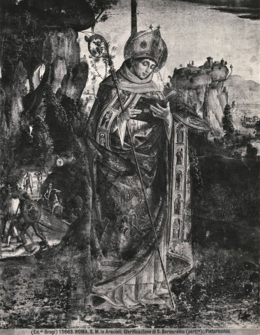 Brogi — Roma. S.M. in Aracoeli. Glorificazione di S. Bernardino (part.re); Pinturicchio. — particolare, san Ludovico da Tolosa